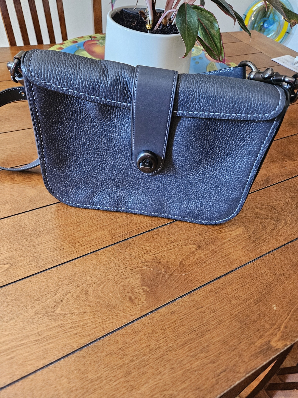 Coach 1941 Page Turnlock Navy  Leather Shoulder Bag